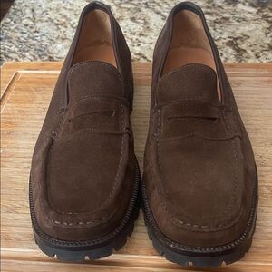 Salvatore Ferragamo Brown Suede Penny Loafers